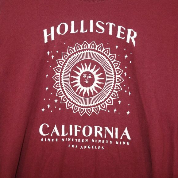 Hollister Cropped Sun Long Sleeve Tee Shirt Marron Red Juniors Women's Small - Picture 2 of 8
